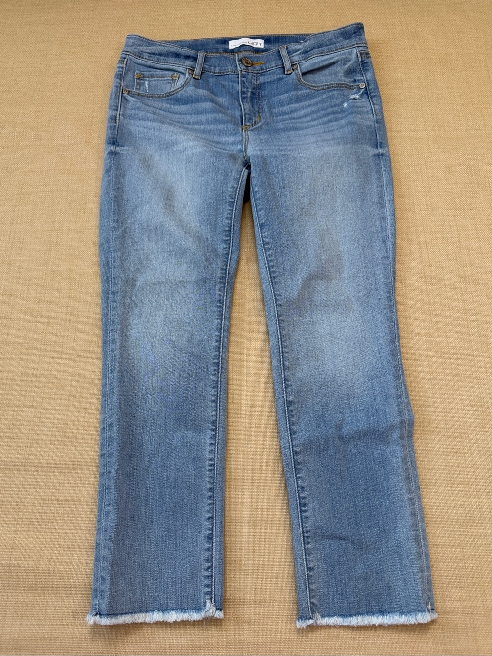Loft 'Modern Skinny' Petite Light Blue Frayed Bottom Jeans